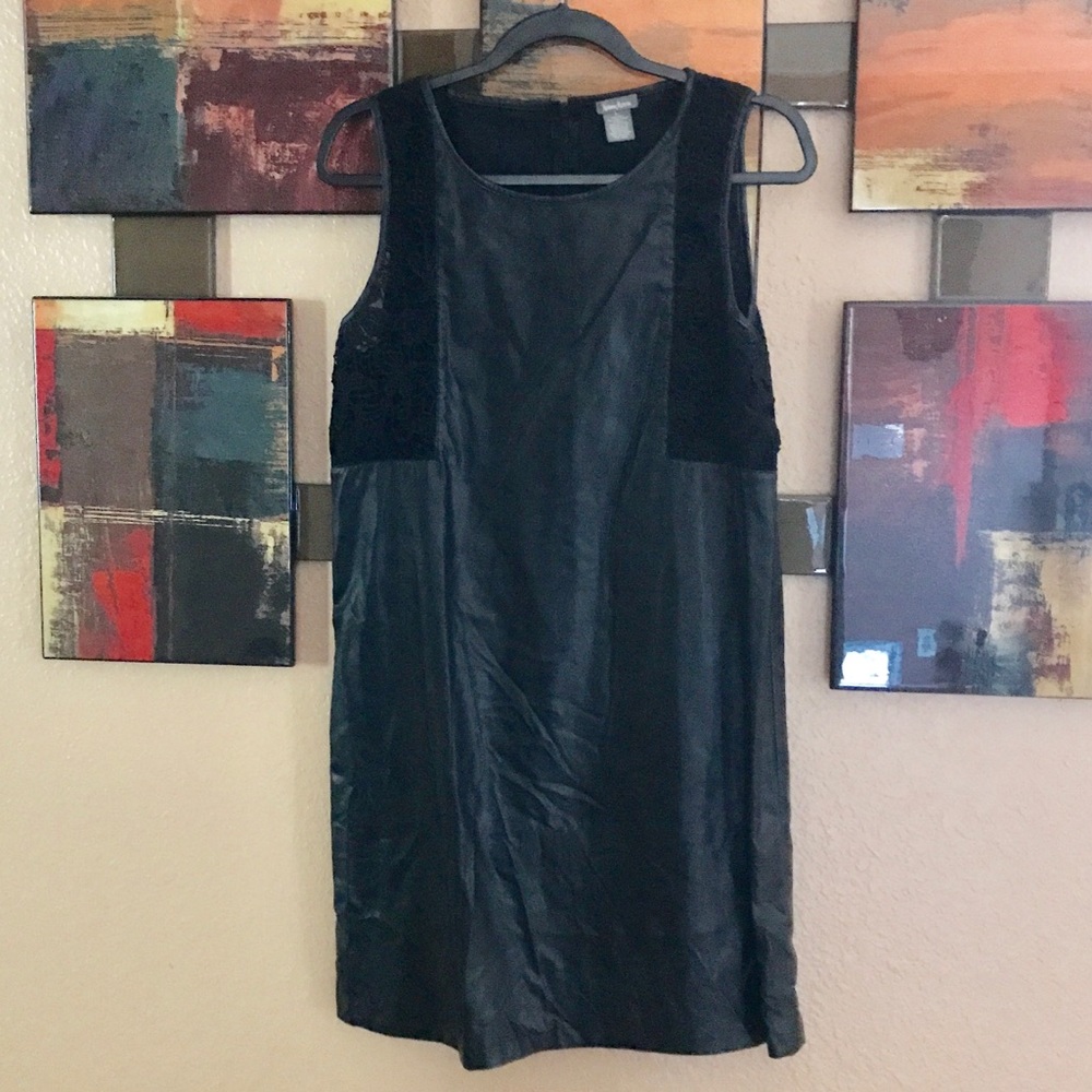 Neiman Marcus Black Pleather Sheath Dress Sz L